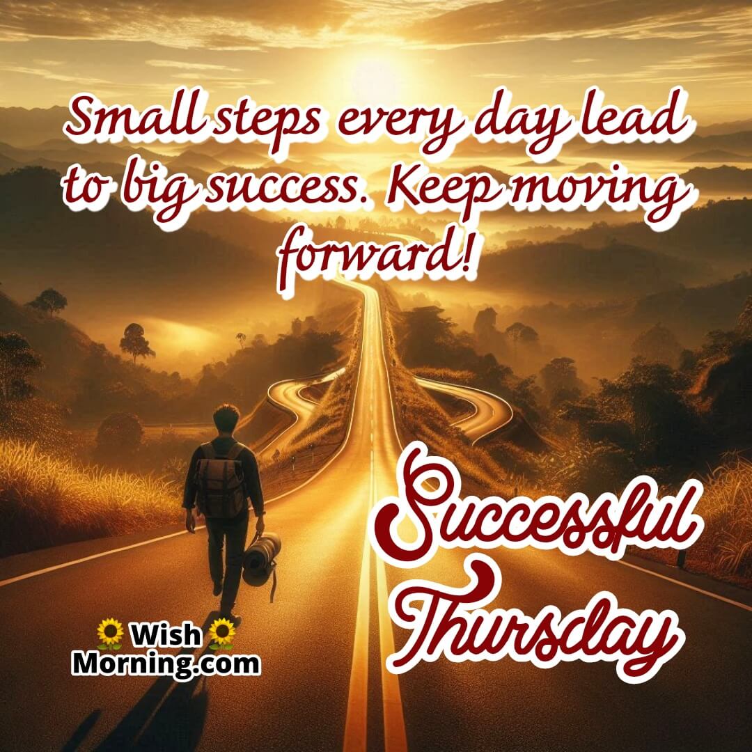 A winding road leading into the sunrise on a Thursday, symbolizing progress and perseverance.