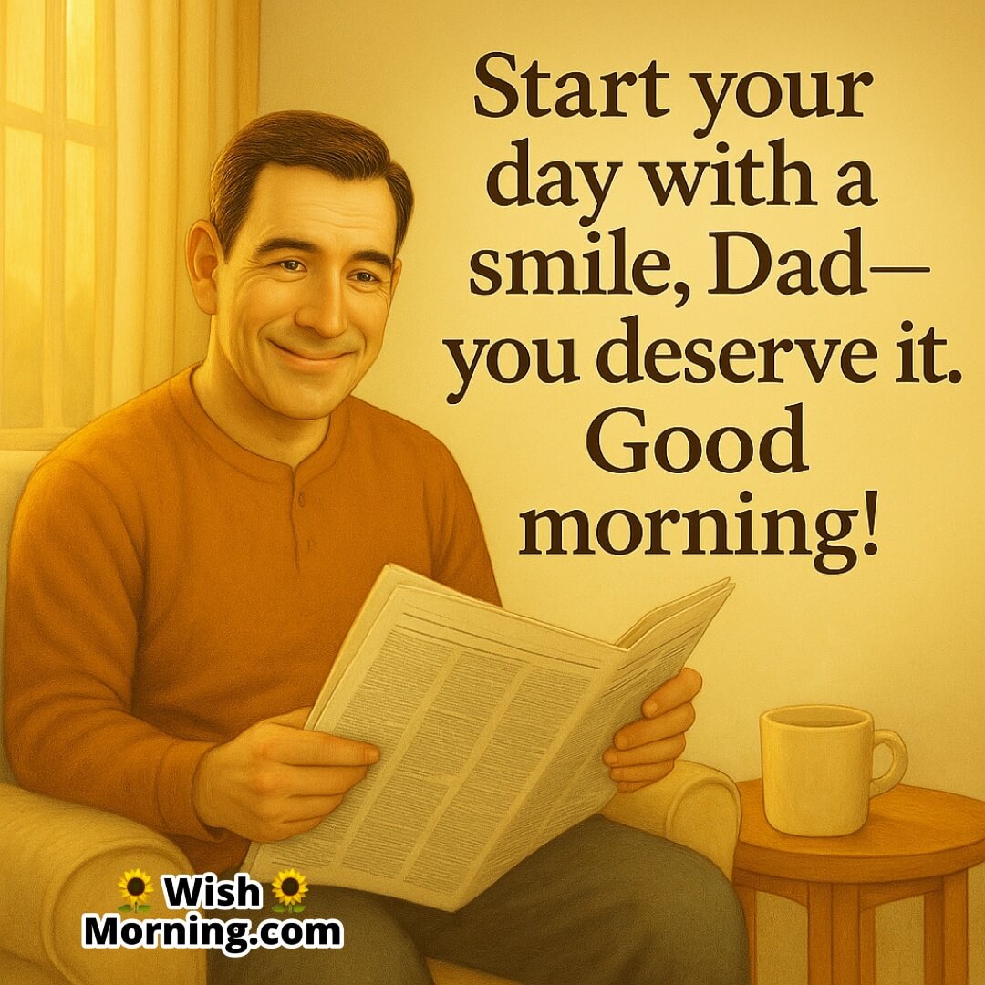 Father reading in the morning light, symbolizing relaxation and contentment.