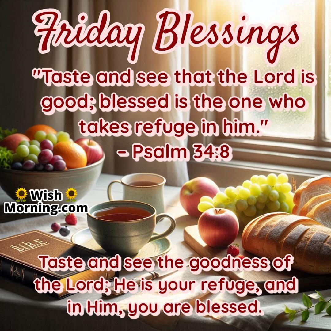 Friday Blessings image featuring a cozy breakfast table with warm light, symbolizing spiritual nourishment and God’s goodness.
