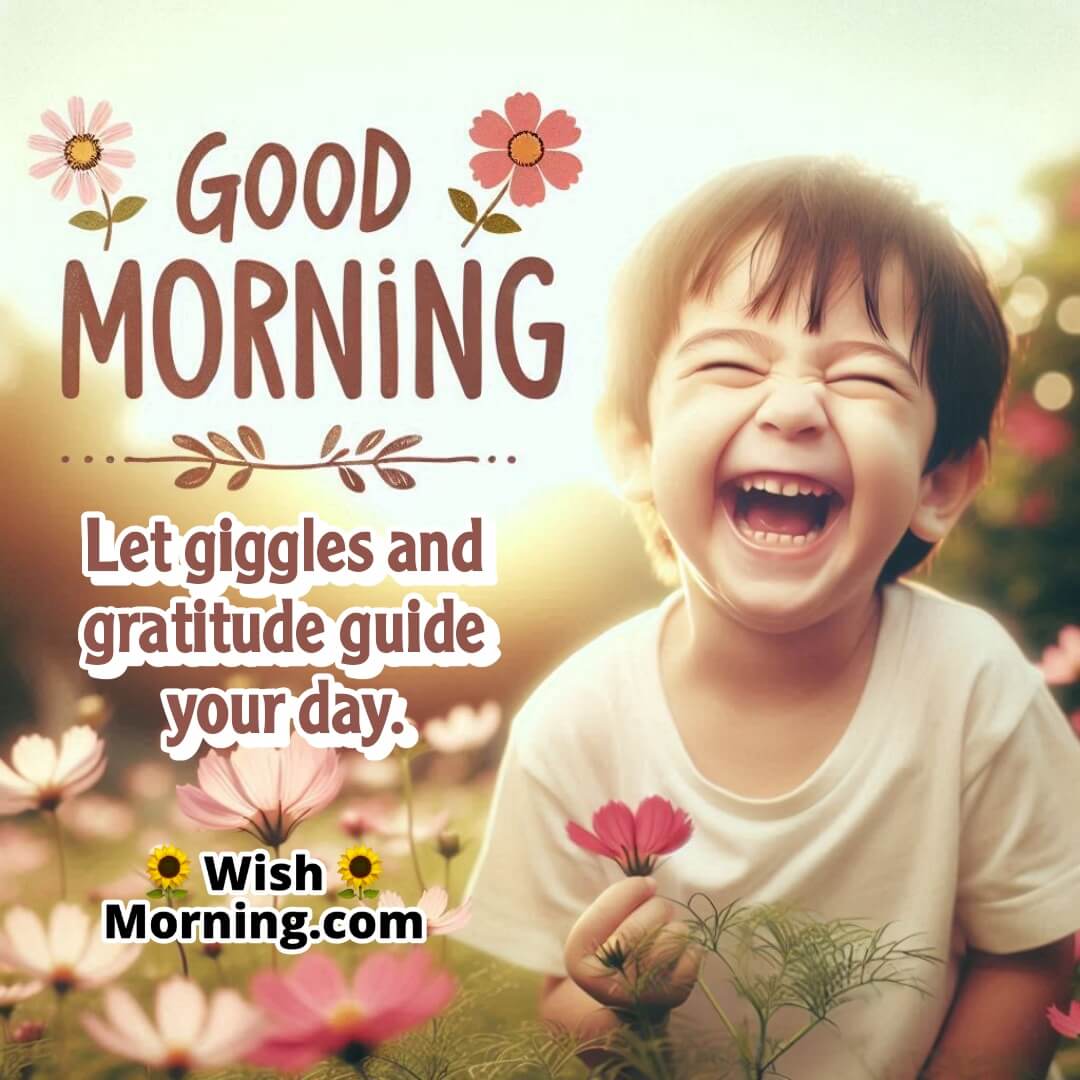 A child laughing in morning light, filled with joy and nature