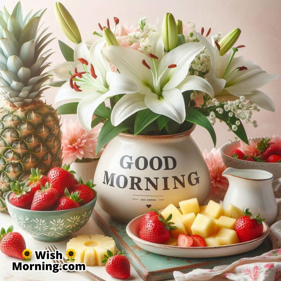 Good Morning Daisies And Fresh Fruits Image