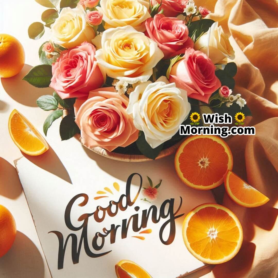 Good Morning Fresh Flowers And Oranges Image