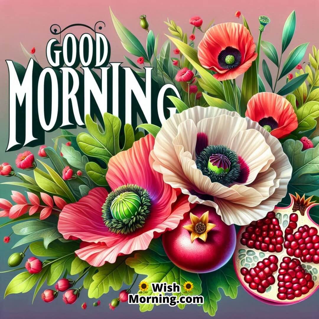 Good Morning Image With Poppy And Pomegranate