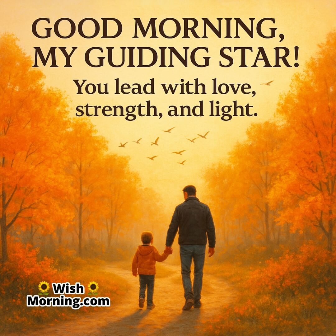 A father walking with his child in a glowing forest path at sunrise, symbolizing wisdom, guidance, and emotional bonding.