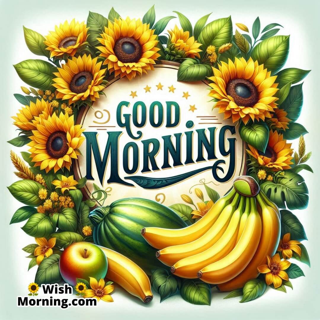 Good Morning Pic With Sunflower And Yellow Banana