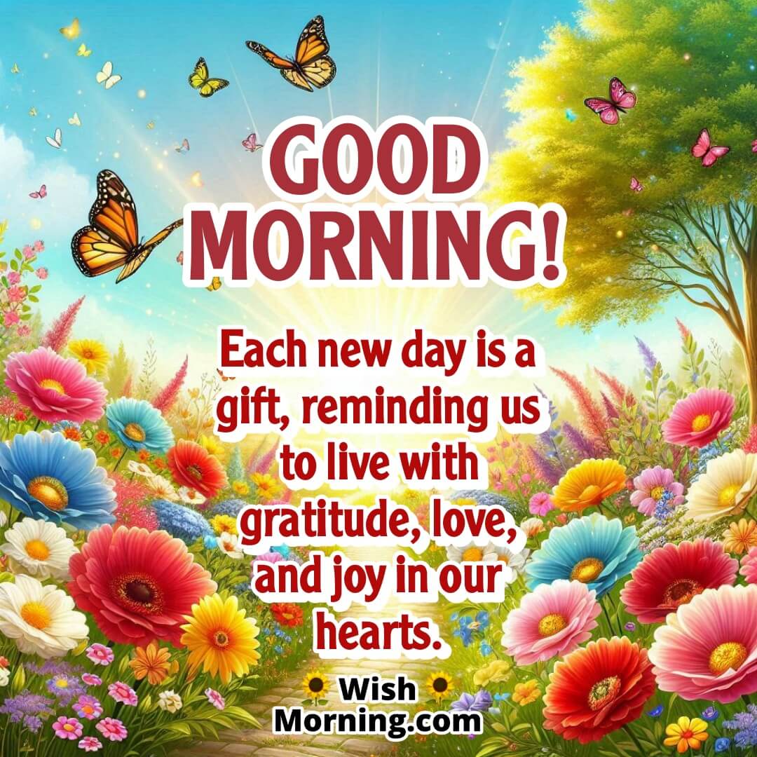 Good Morning image featuring a peaceful countryside sunrise with natural calmness symbolizing inner peace.