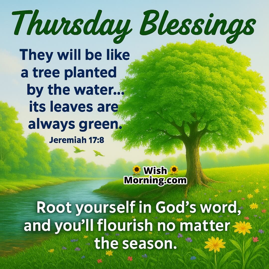 Thursday Blessings – A flourishing riverside tree mirrors a soul nourished by God’s flowing wisdom.