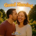 Cheek Kiss Sunlight Good Morning Romantic image featuring garden cheek kiss, symbolizing playful and loving affection.