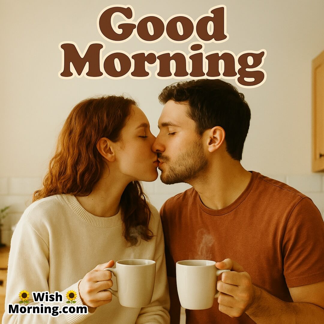 Coffee Kiss Good Morning image featuring romantic coffee moment, symbolizing shared warmth and connection.
