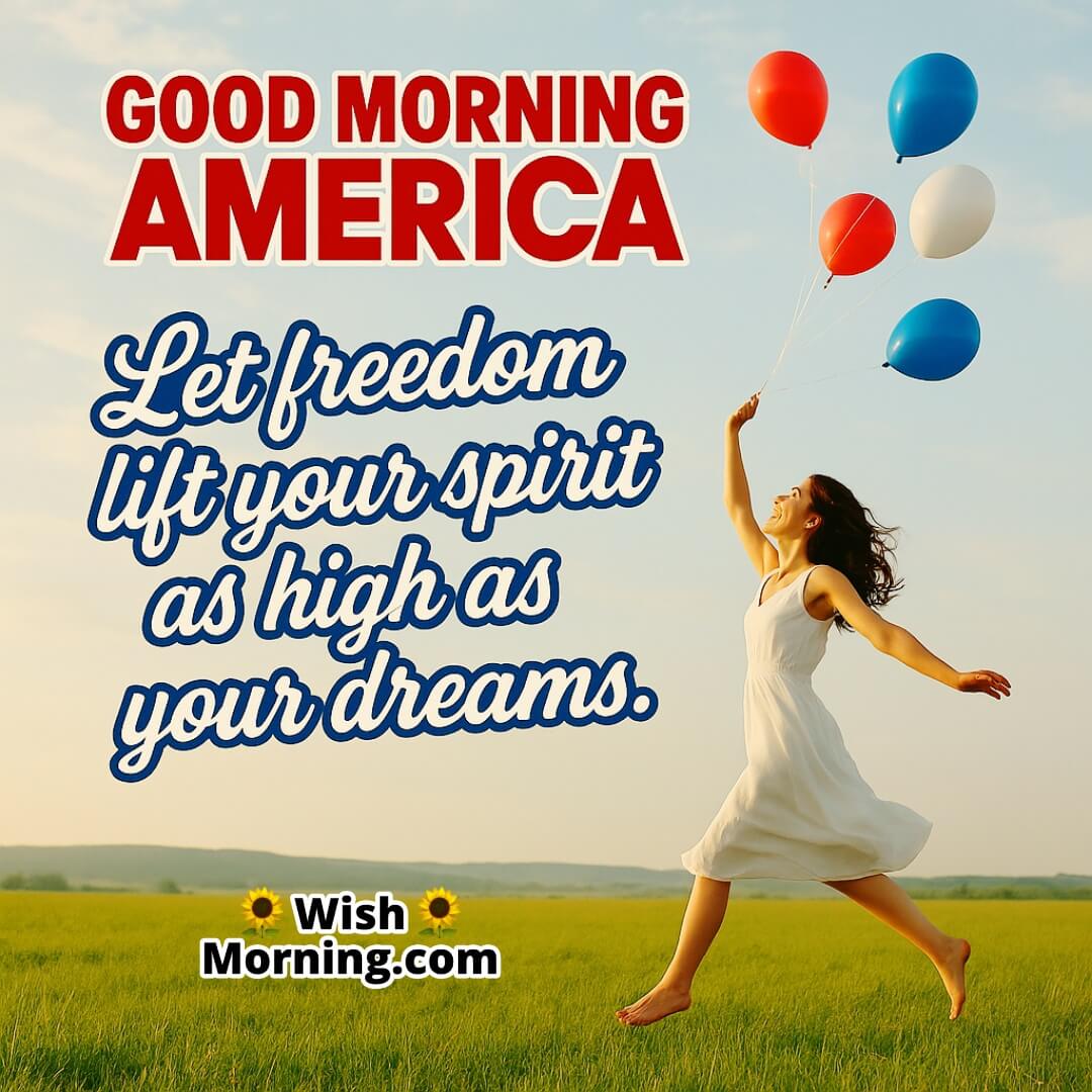 Good Morning America Image featuring girl with patriotic balloons symbolizing hopeful independence.
