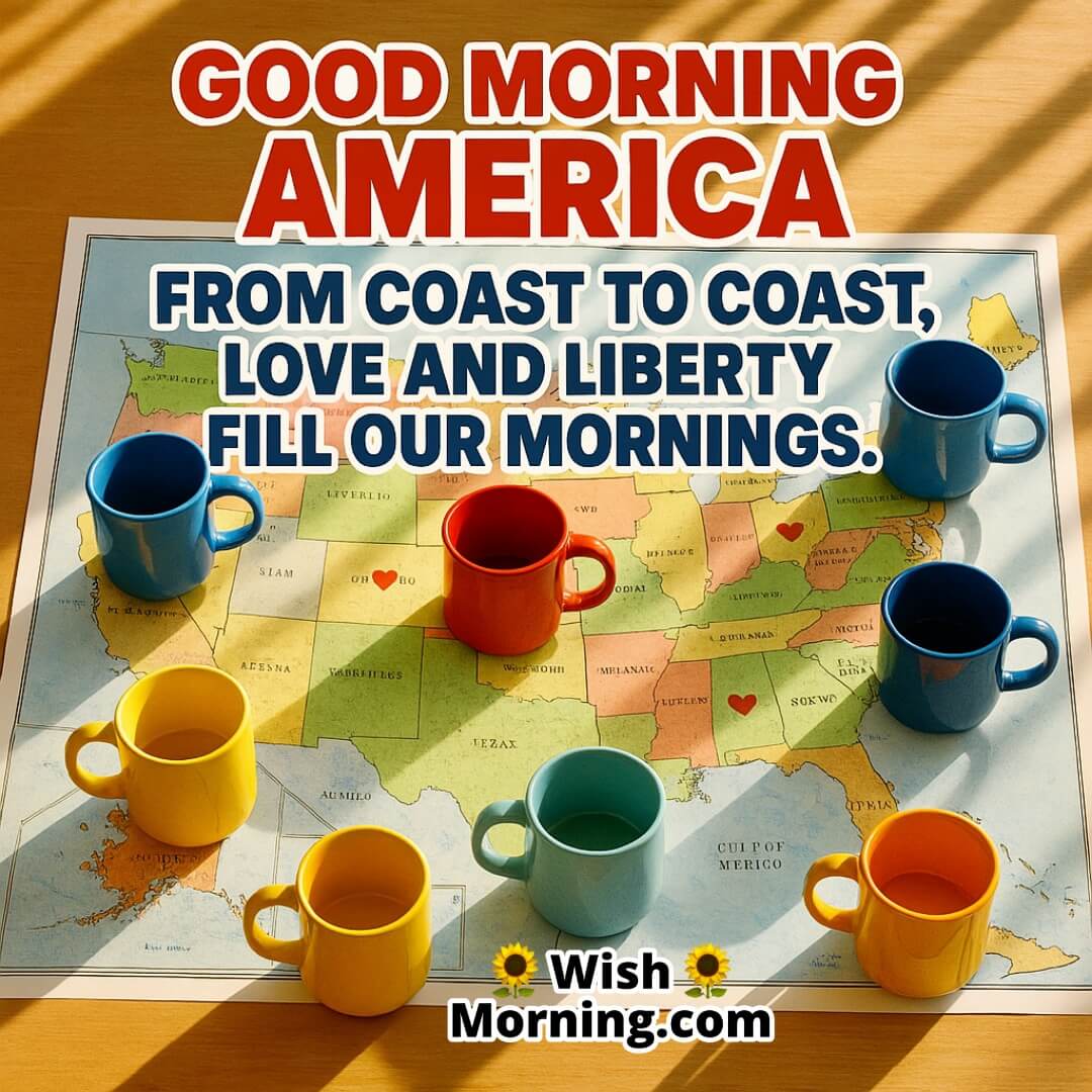 Good Morning America State Pride image featuring map with mugs and hearts, symbolizing national unity and warmth.