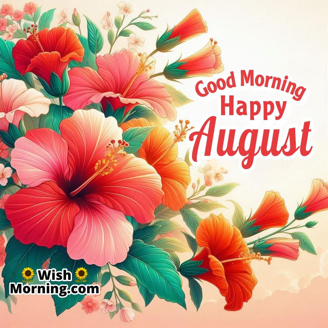 Good Morning Happy August Hibiscus In Bloom Image
