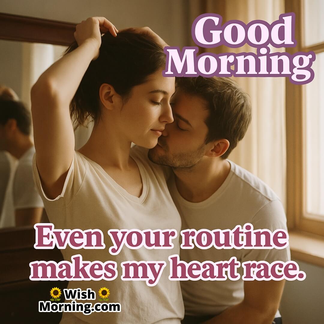 Good Morning Kiss image showing intimate hair-tying kiss moment, symbolizing desire and closeness.