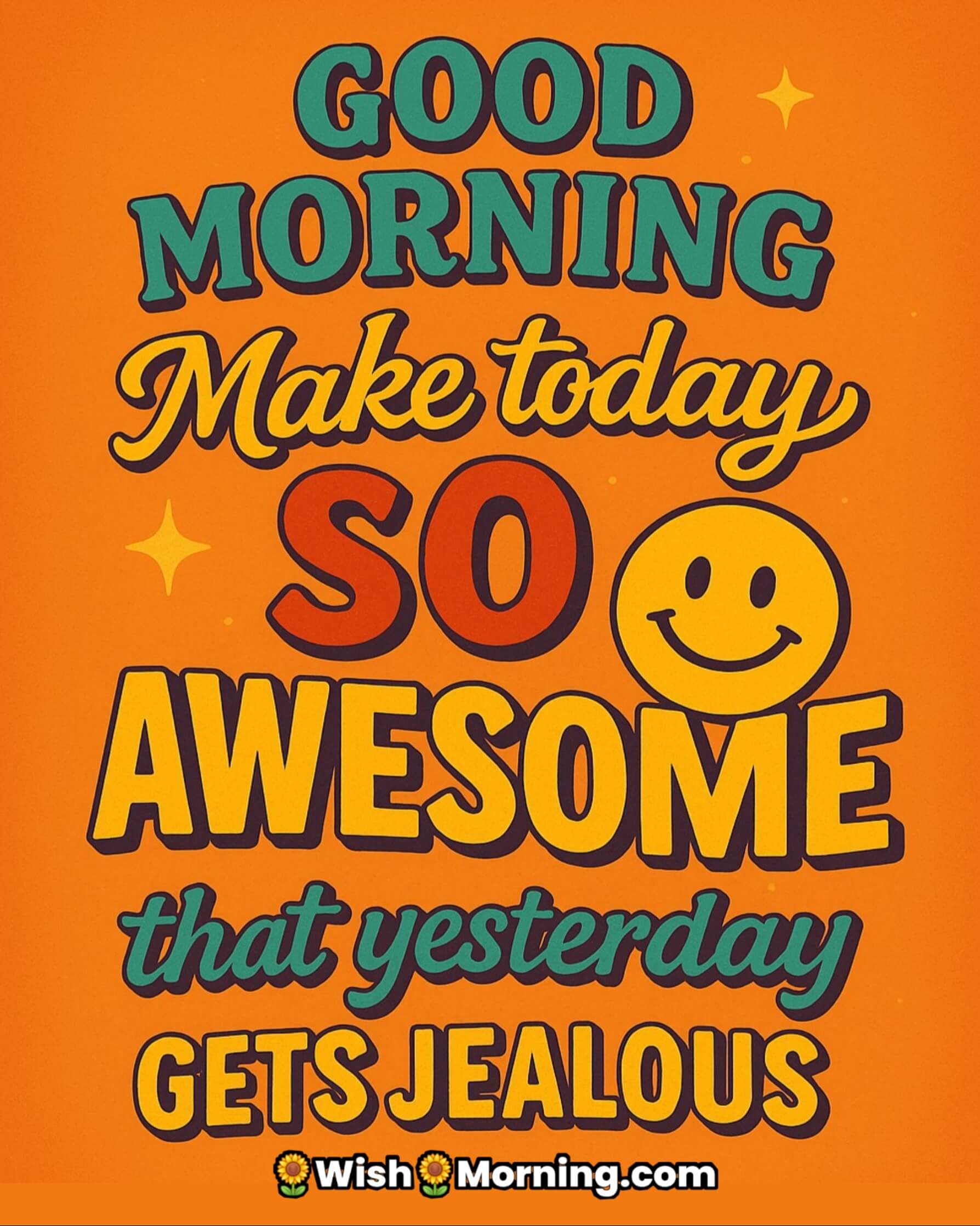 Good Morning typography poster bursting with energy and bold lettering, symbolizing enthusiasm and a powerful start.