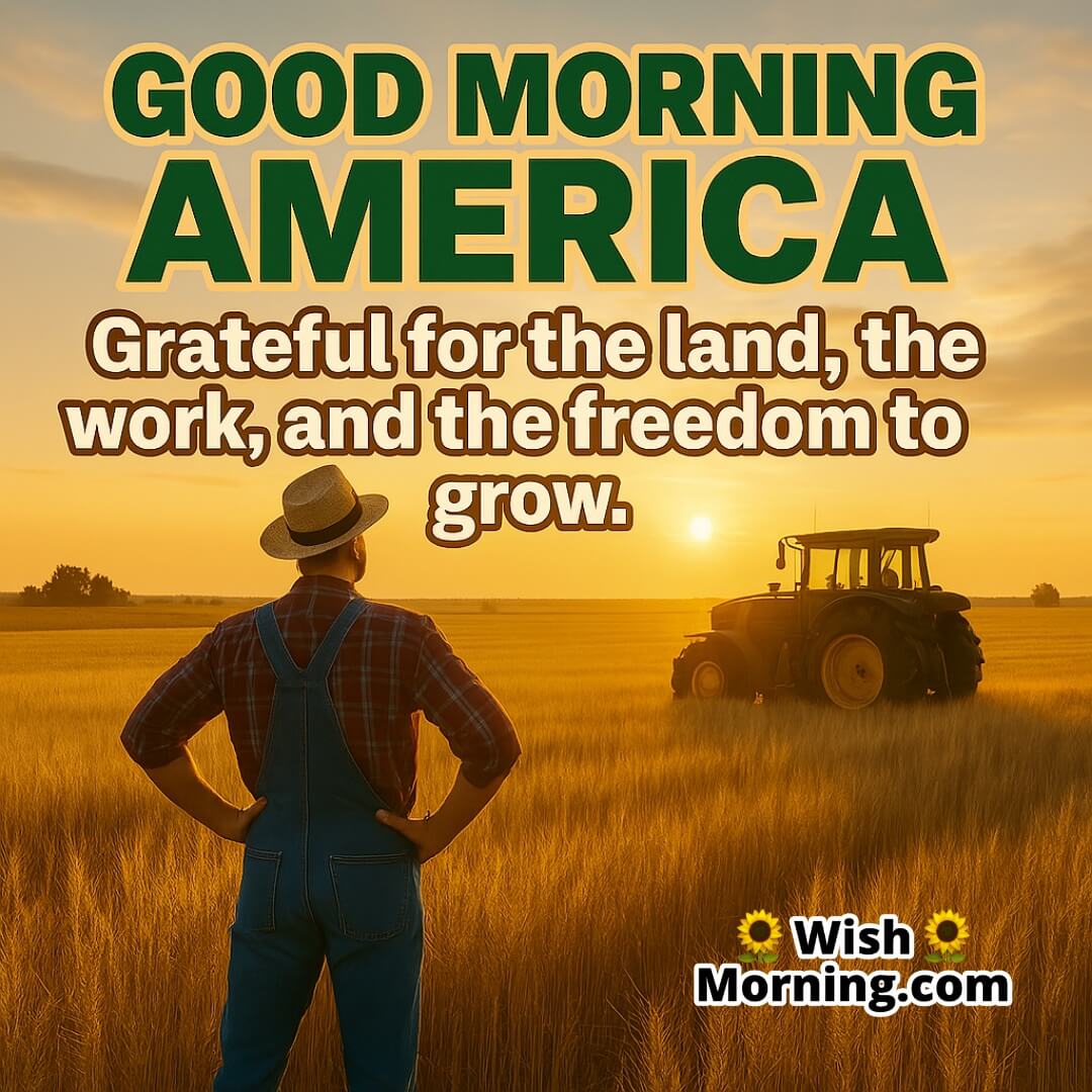 Grateful Good Morning America image featuring farmer in sunrise field, symbolizing gratitude and humble beginnings.