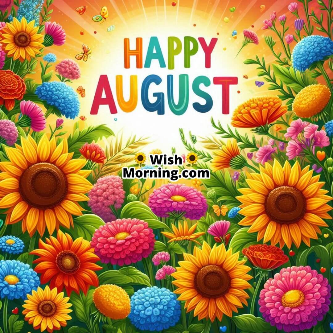 Happy August Blooming Flowers In Garden Image