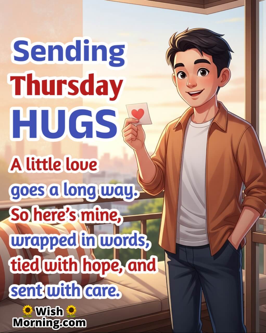Heartfelt Thankful Thursday Friendship Message image featuring a smiling person holding a heart-shaped gift symbolizing love kindness and emotional connection.