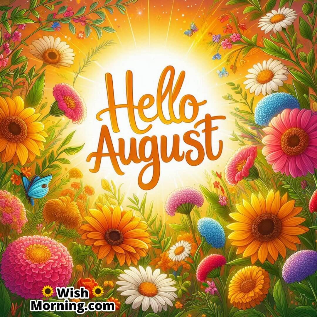 Hello August Blooming Flowers In Garden Image
