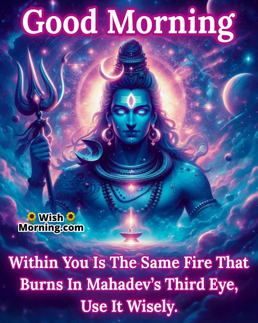 Powerful Shiva image showing Tandav dance with glowing third eye, symbolizing the fire of transformation.