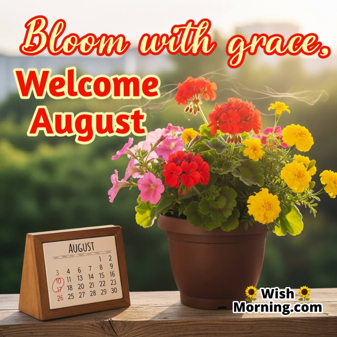 Welcome August Blooming Balcony Image Quote