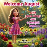 Welcome August Butterfly Garden Wish Image
