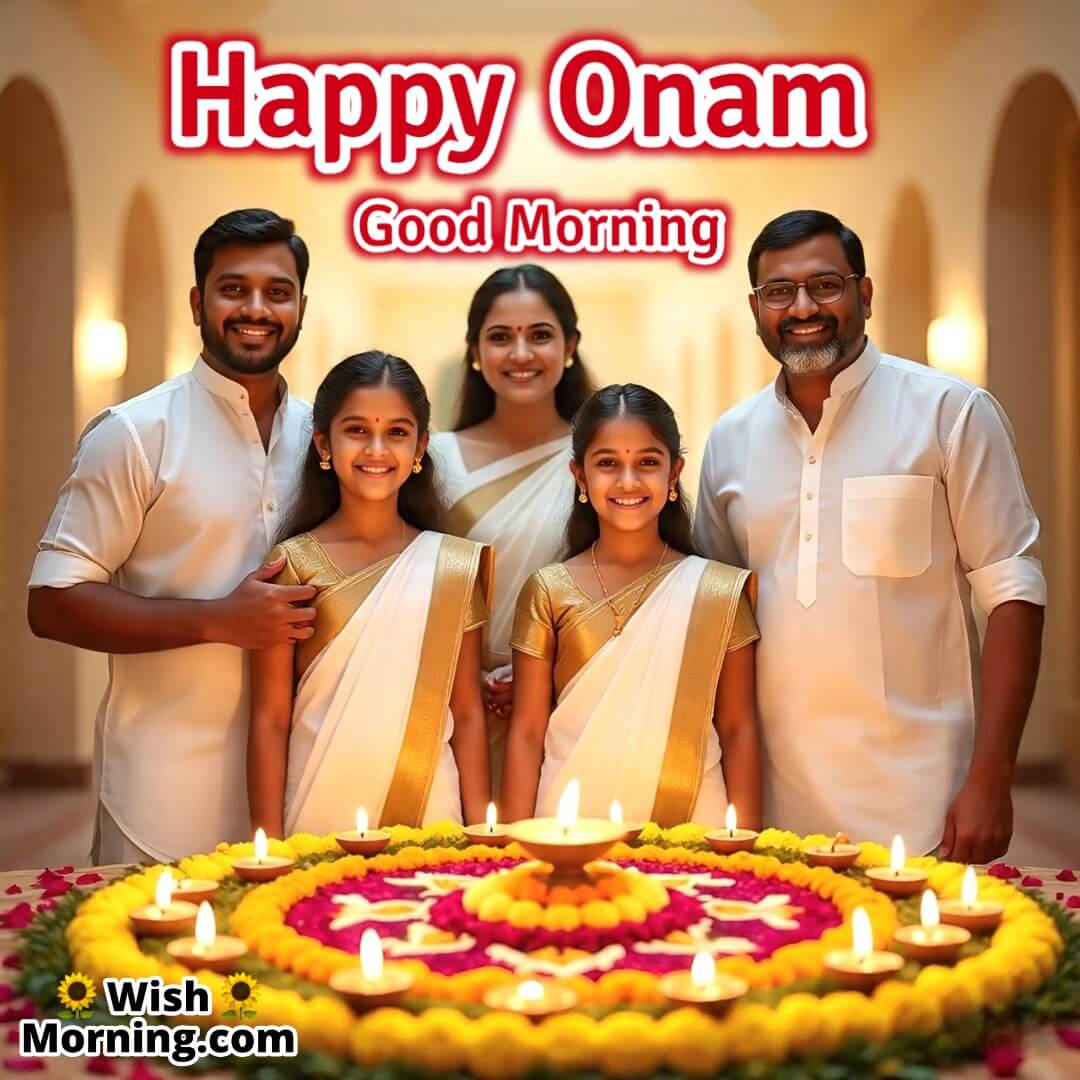 Good Morning Happy Onam Family Celebration Image