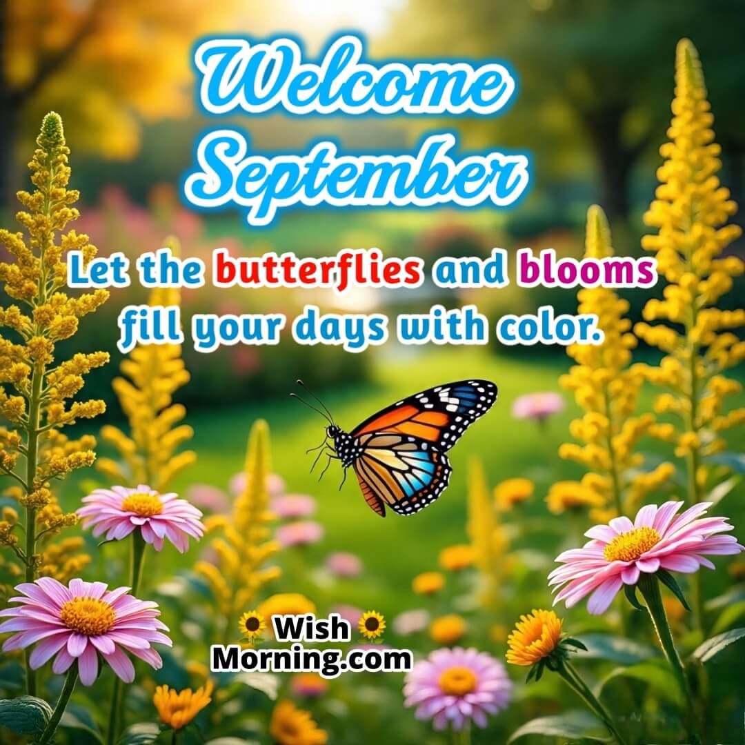 Welcome September Butterflies And Blooms Wish