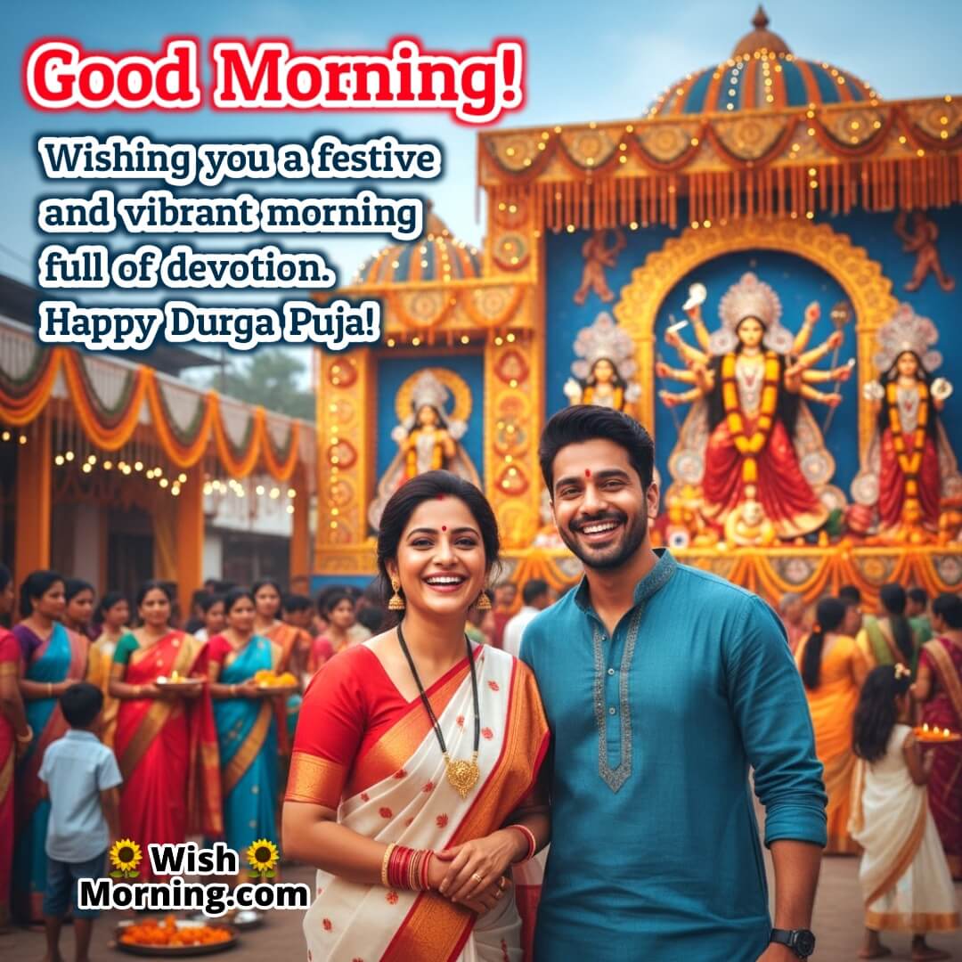 Festive Vibrant Morning Devotion Happy Durga Puja