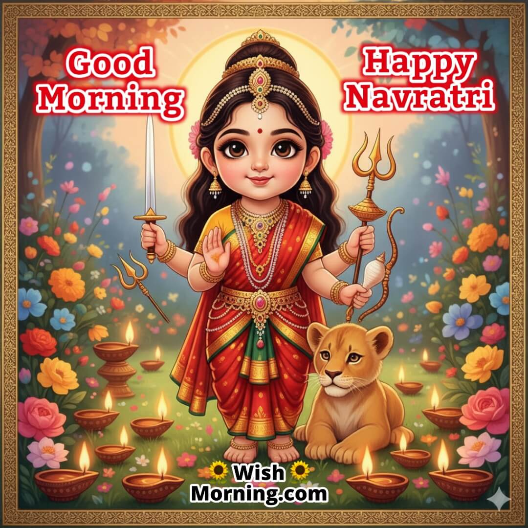 Good Morning Happy Navratri Baby Durga Image