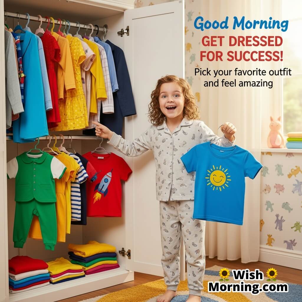 Good Morning Kids Getting Dressed Image