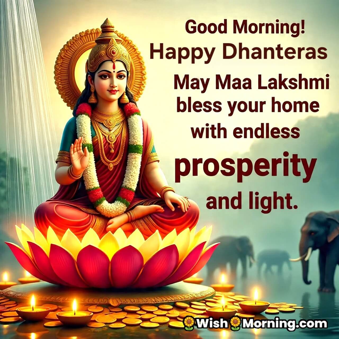 Good Morning Happy Dhanteras Lakshmi Blessings