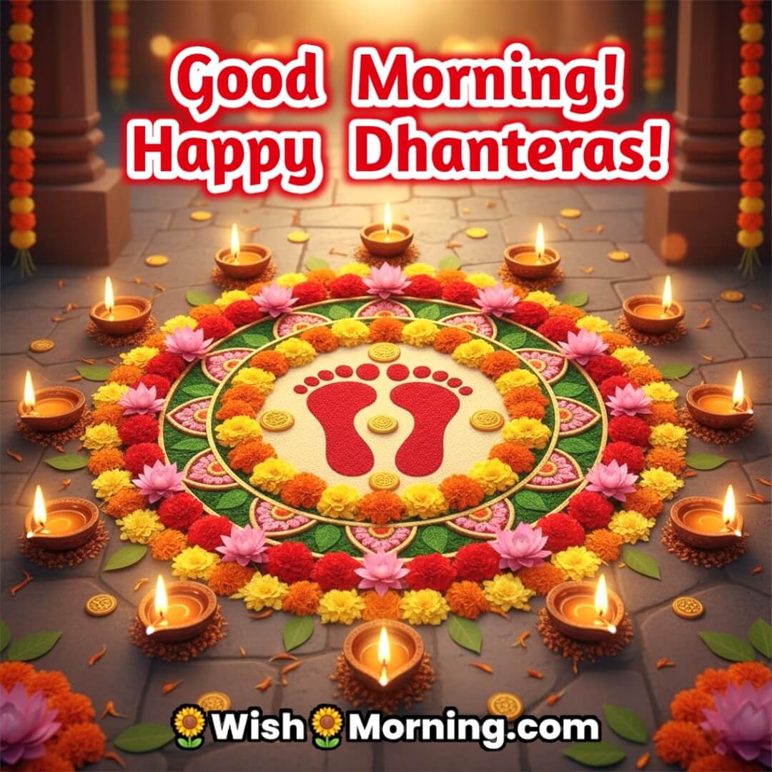 Good Morning Happy Dhanteras Rangoli Image