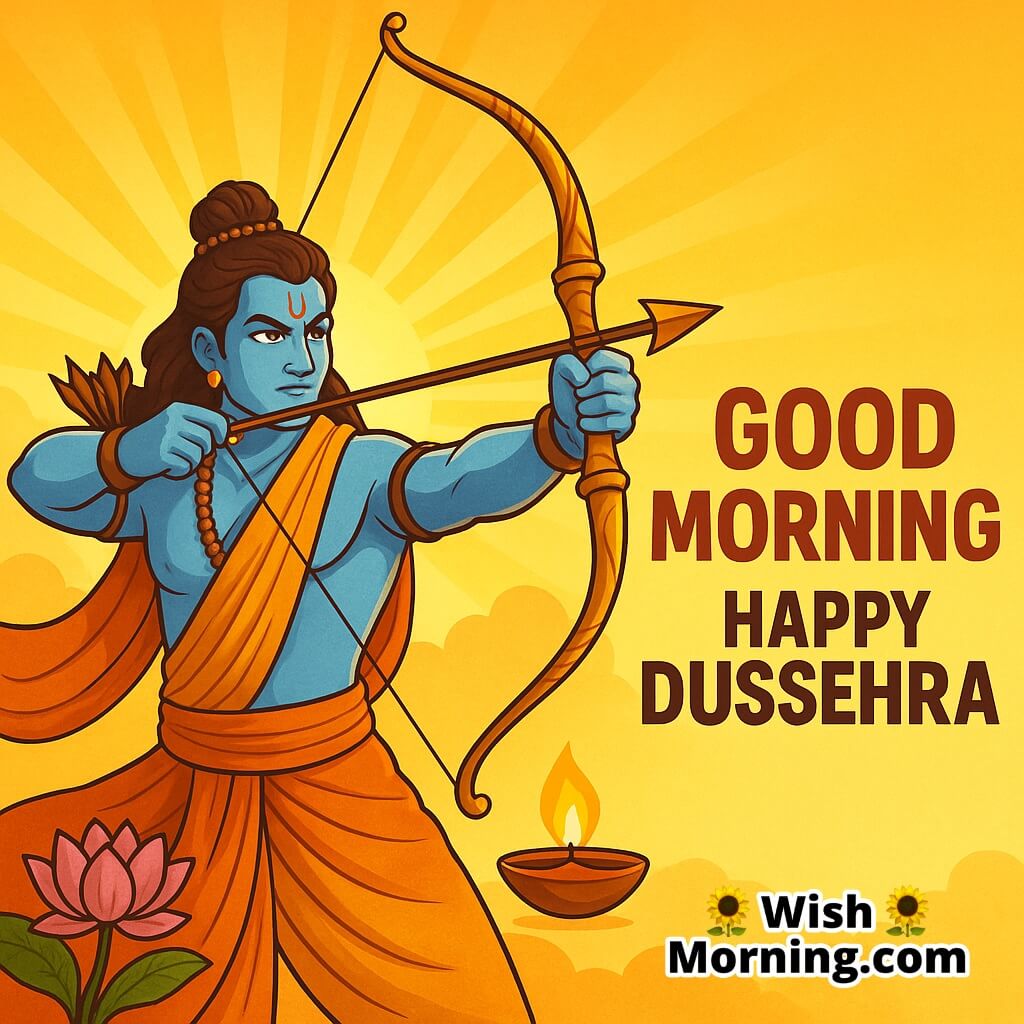 Good Morning Happy Dussehra Lord Rama With Bow