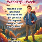 Wonderful Motivational New Week image featuring a confident person on a sunrise hilltop symbolizing strength and inspiration for a fresh start.