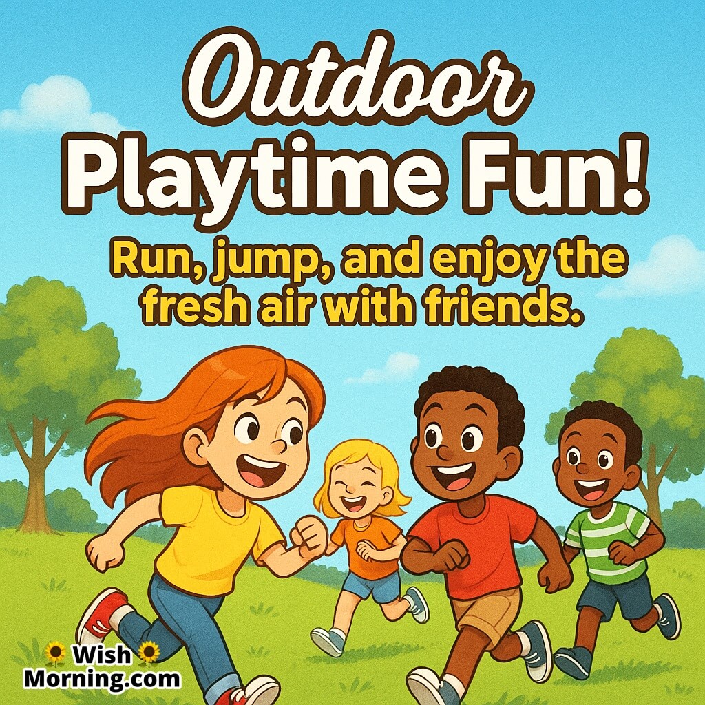 Kids playing outdoors, symbolizing active fun and morning energy.