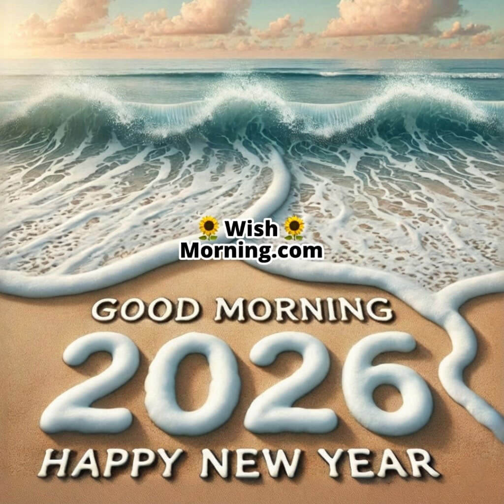 Beach Waves Good Morning New Year 2026 Picture