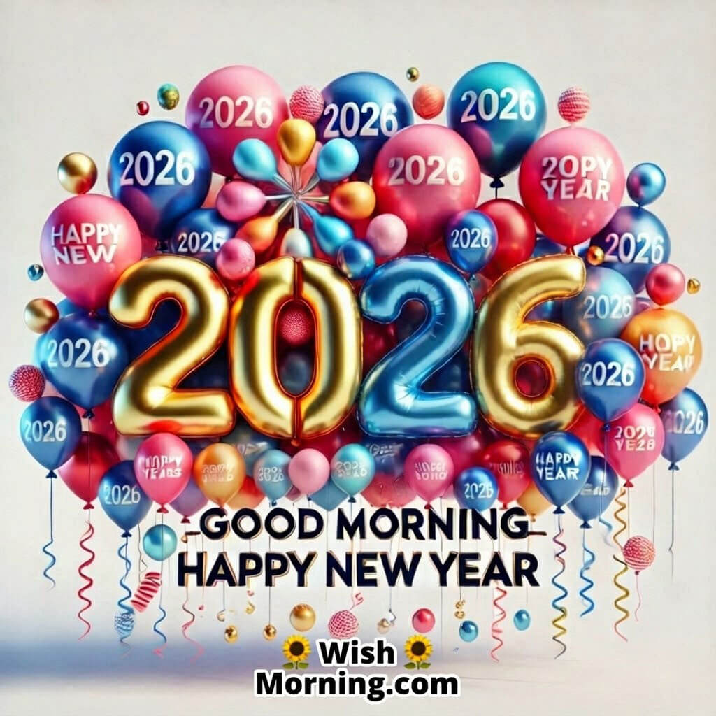 Festive Balloon Drop Good Morning New Year 2026
