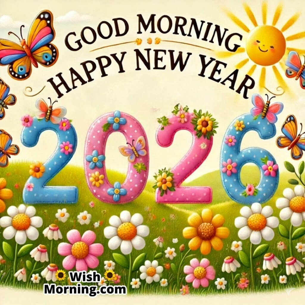 Good Morning New Year 2026 Flower Meadow