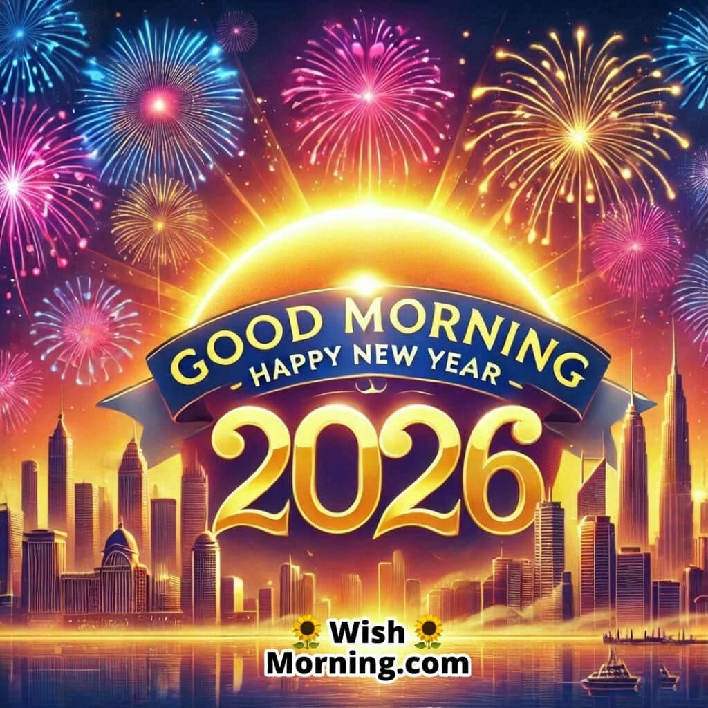 Sunrise Fireworks Good Morning New Year 2026 Image