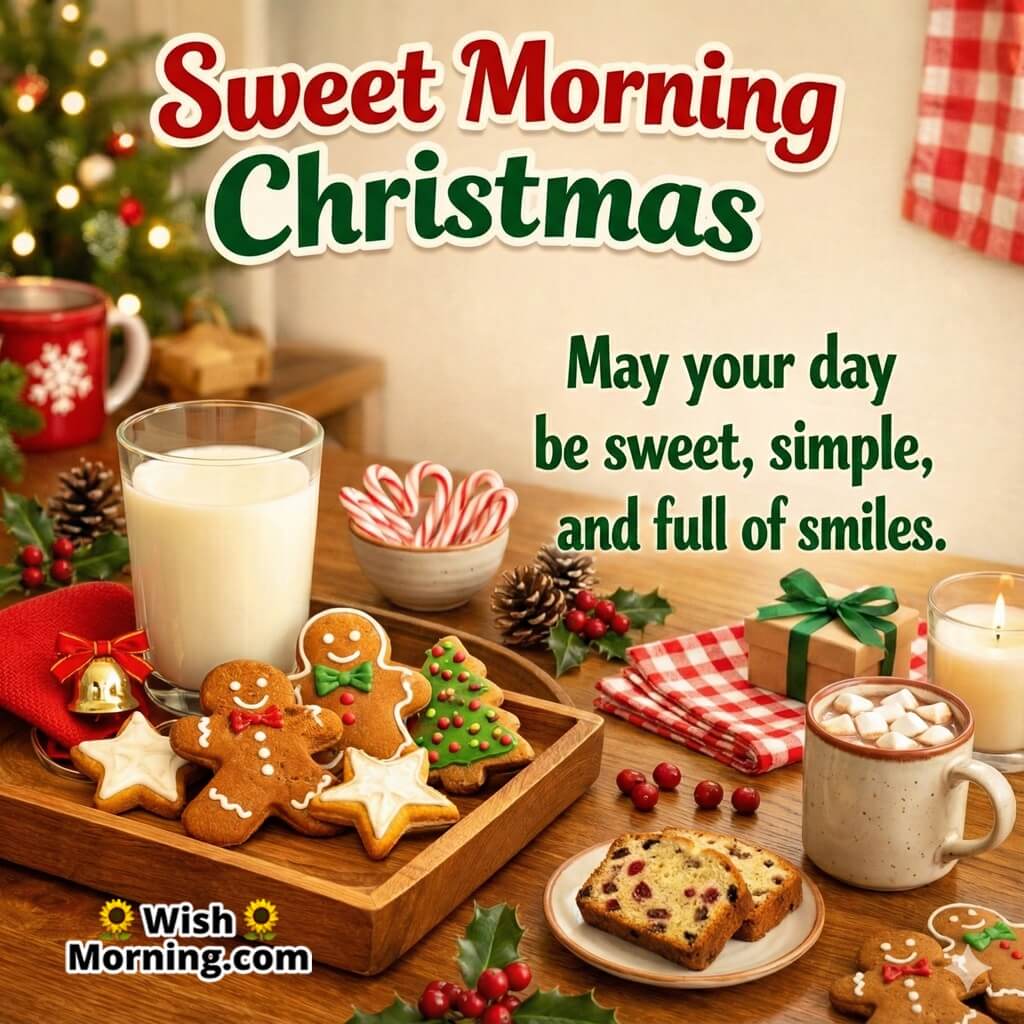 Sweet Treat Christmas Morning Wish image featuring a cosy festive morning vibe symbolizing sweetness, comfort, and happy smiles.