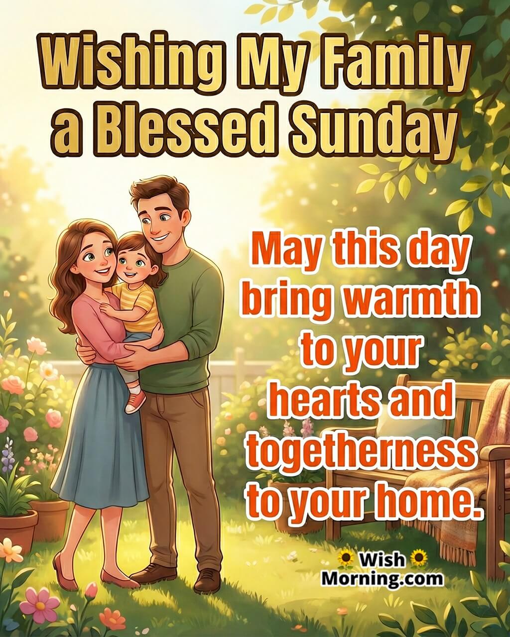 Blessed Sunday family image featuring loved ones together in morning light, symbolizing warmth, unity, and peaceful family time.