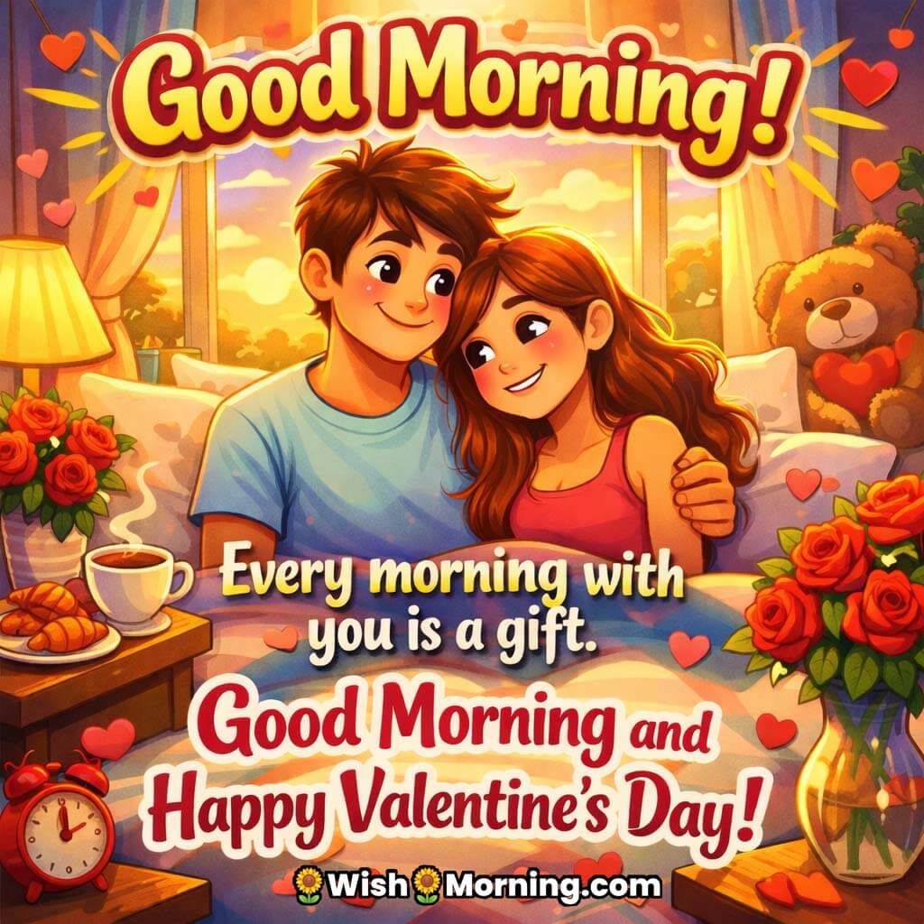 A heart-tagged gift box in the soft morning light, symbolizing love, appreciation, and sweet Valentine’s Day wishes.