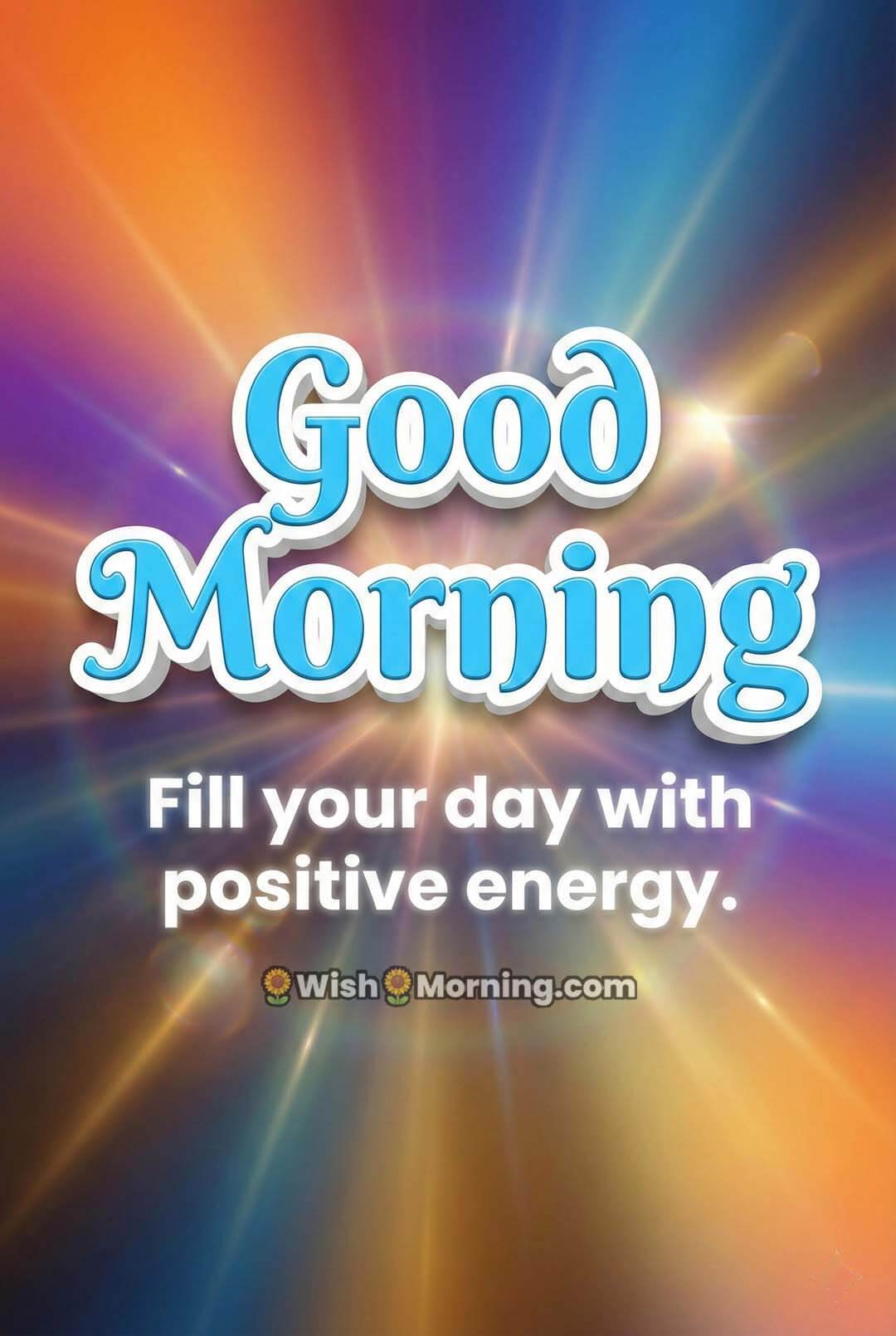 Good Morning mobile wallpaper with colourful 3D sky gradients and shining morning rays.