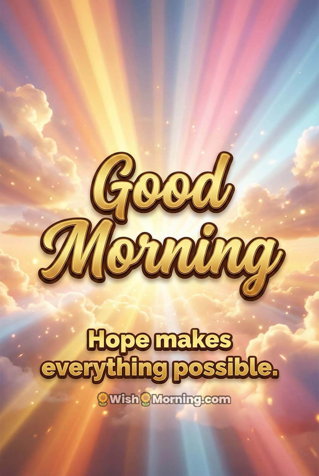 Good Morning wallpaper featuring glowing 3D light beams symbolising hope and positivity.