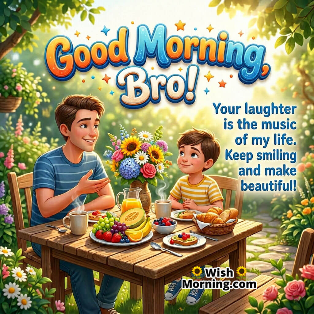 Good Morning Brother Smile Quote Image
