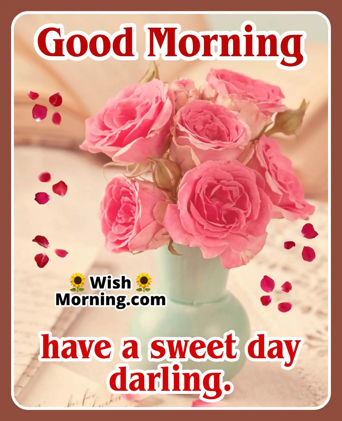 Good Morning Darling With Rose Flower
