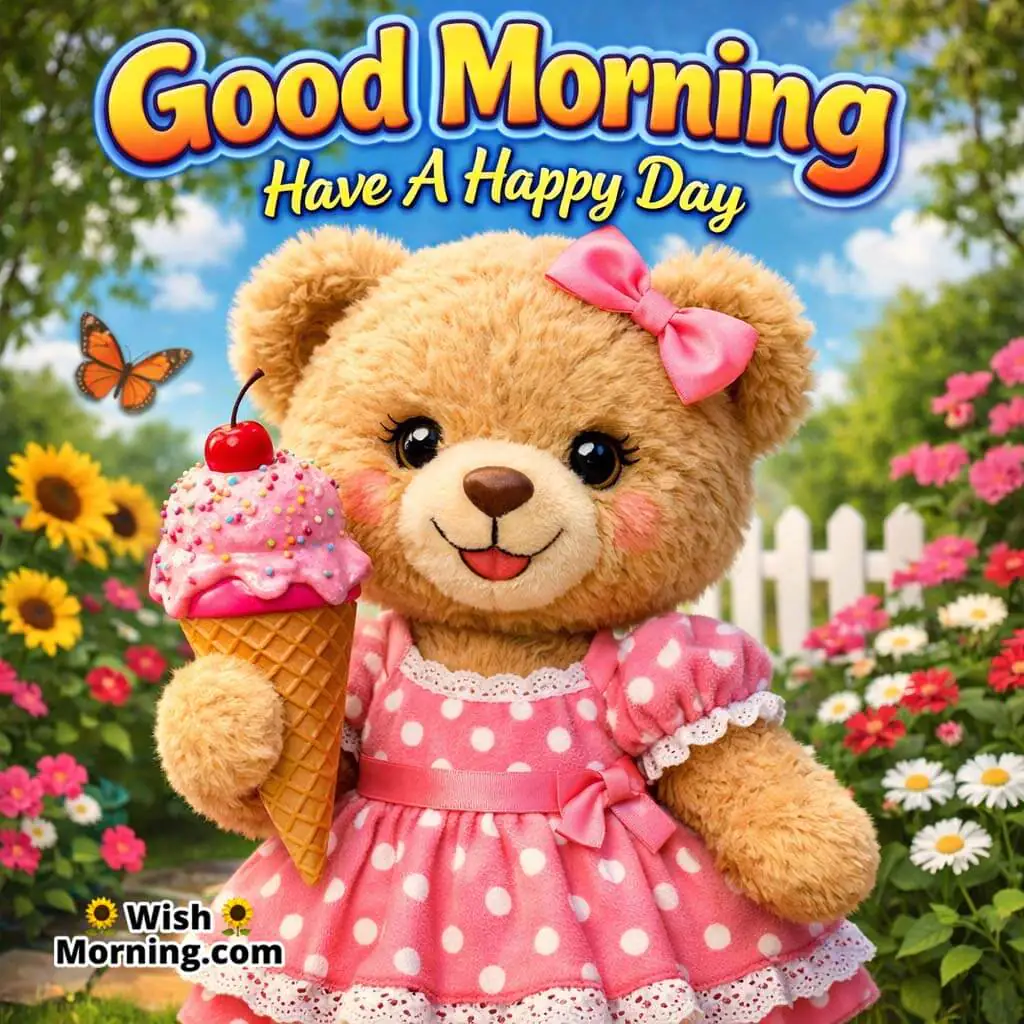 Good Morning With Happy Teddy Bear