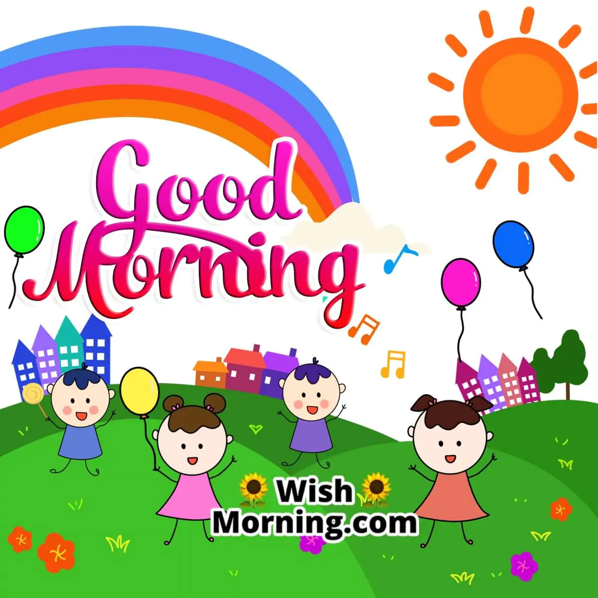 Good Morning Kids In Garden