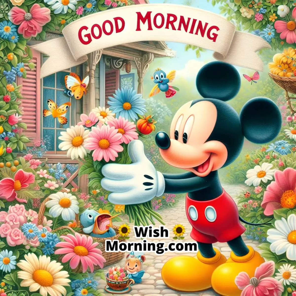 Good Morning Mickey Flowers Images