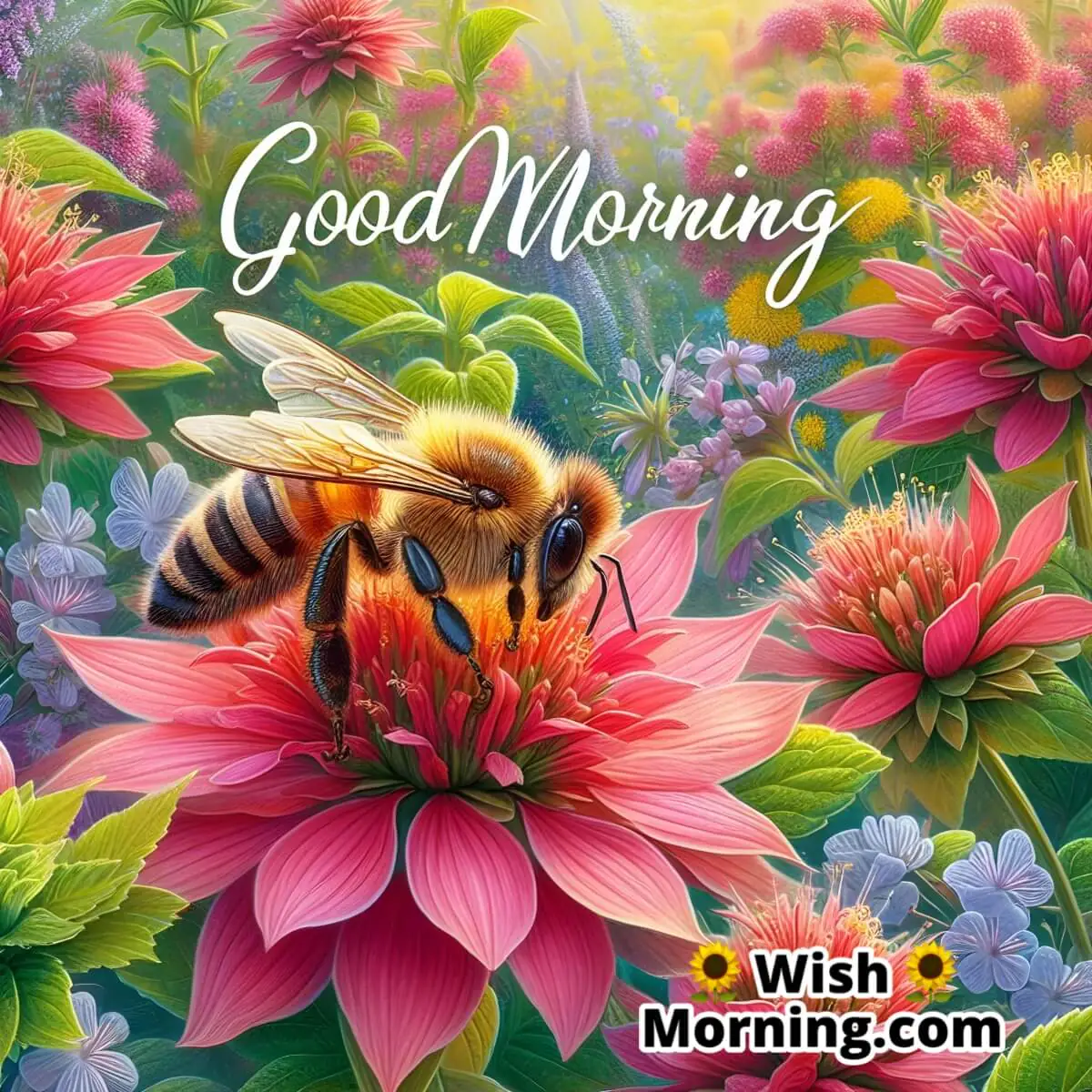 Good Morning Honey Bee On Bee Balm